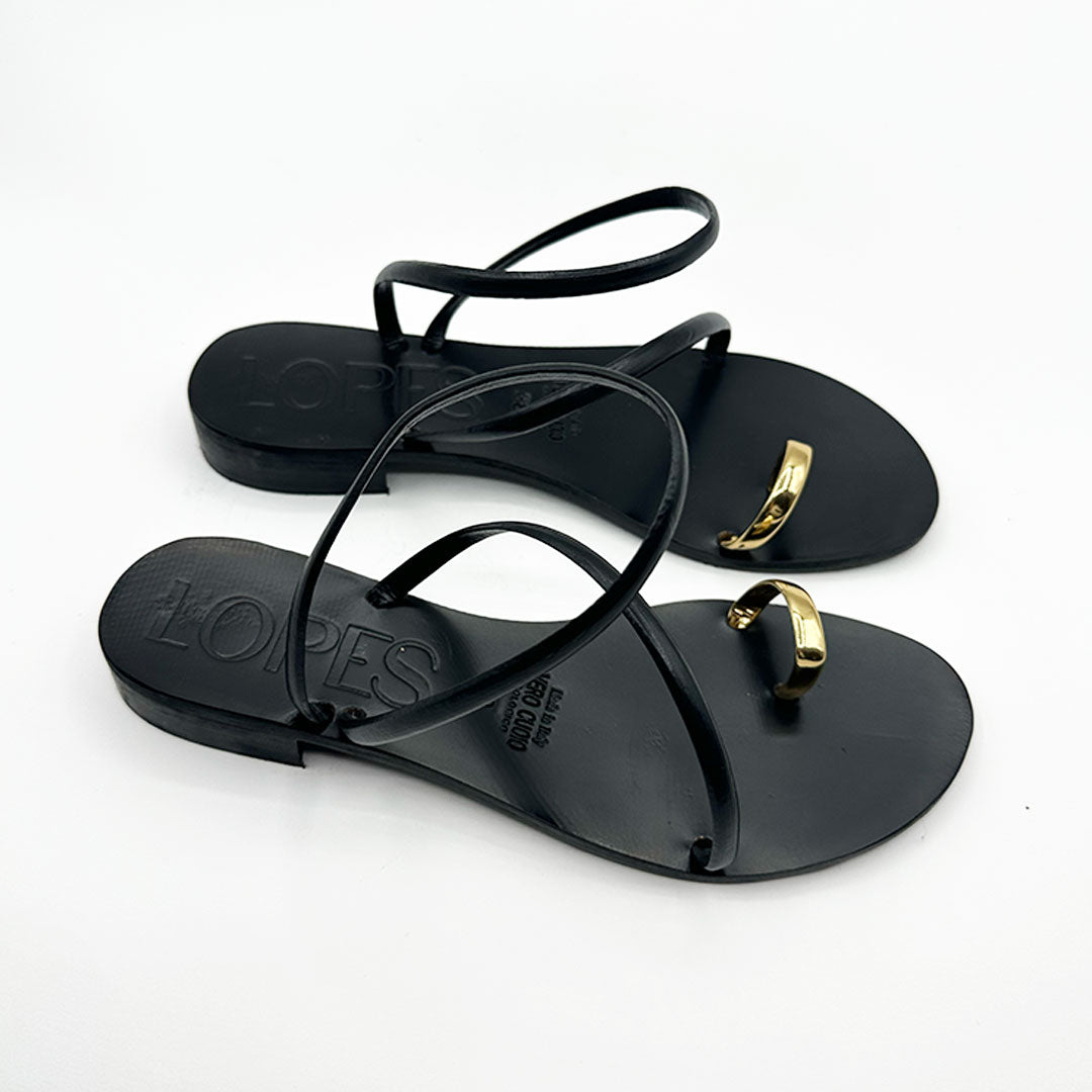 Sandalo Naomi in pelle nero