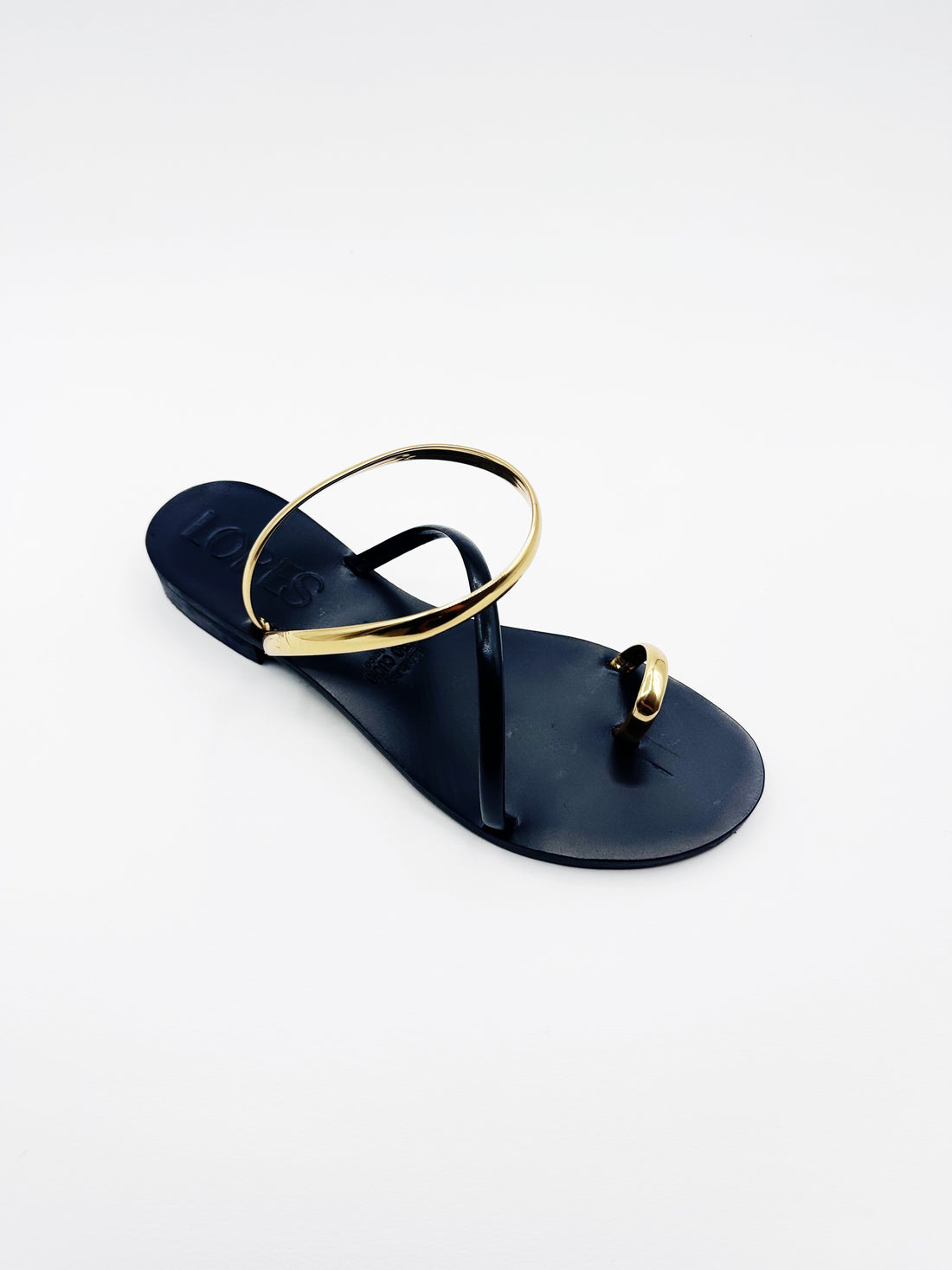 Sandalo Naomi in pelle nero/oro