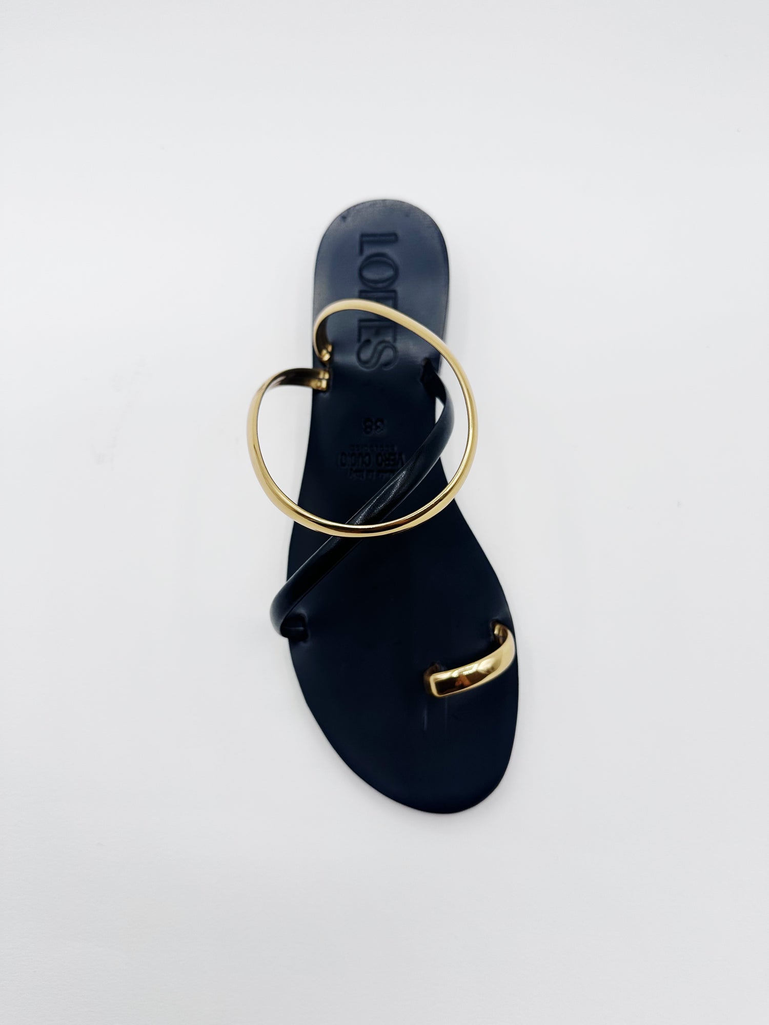 Sandalo Naomi in pelle nero/oro