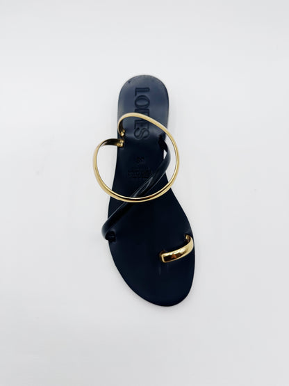 Sandalo Naomi in pelle nero/oro